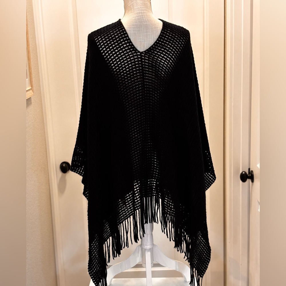 Hat Attack Black Shawl- poncho